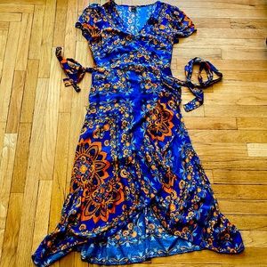 Shein Floral Wrap Dress, Small, High Low